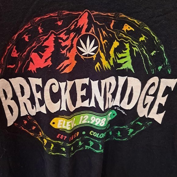 BRECKENRIDGE Black Tee Size‎ Large - Picture 2 of 4